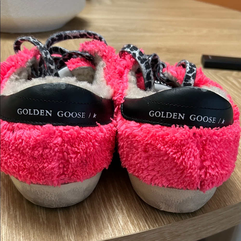 Golden Goose Bright Pink Fuzzy Sneakers